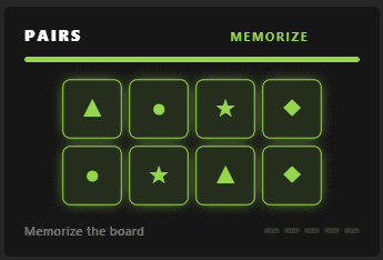 Pairs minigame, view 1
