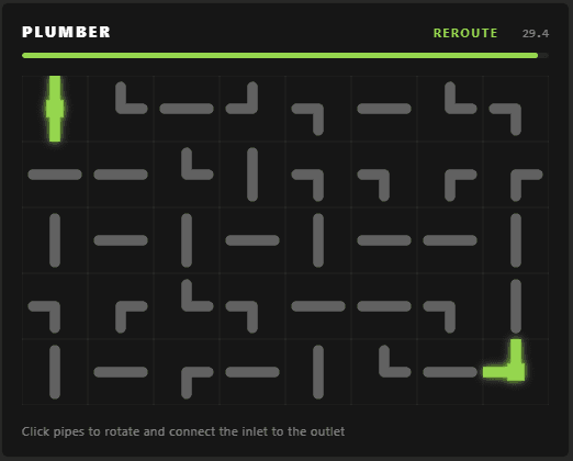 Plumber minigame