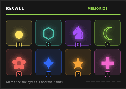 Recall minigame, view 1