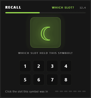 Recall minigame, view 2